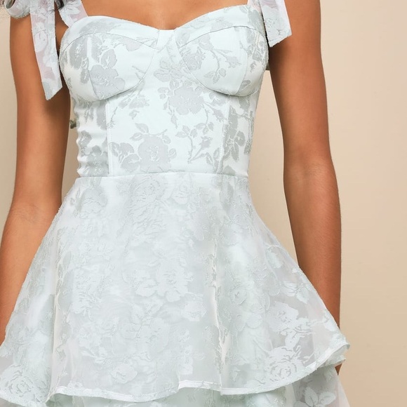 Lulus Glamorous Sweetie Sage Burnout Tie-Strap Bustier Floral Midi Dress NWT XL - Picture 3 of 14